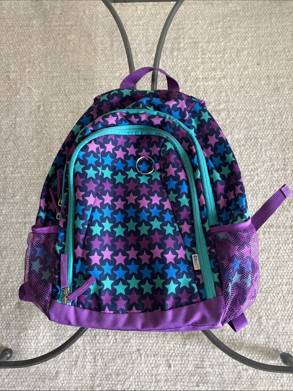 Kids Star-Pattern Backpack in Purple, Teal & Blue